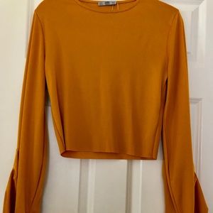 Zara Collection Mustard crop top with Bell Sleeves